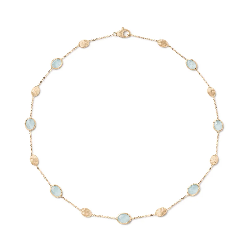 Marco Bicego Siviglia Yellow Gold Aquamarine Station Necklace