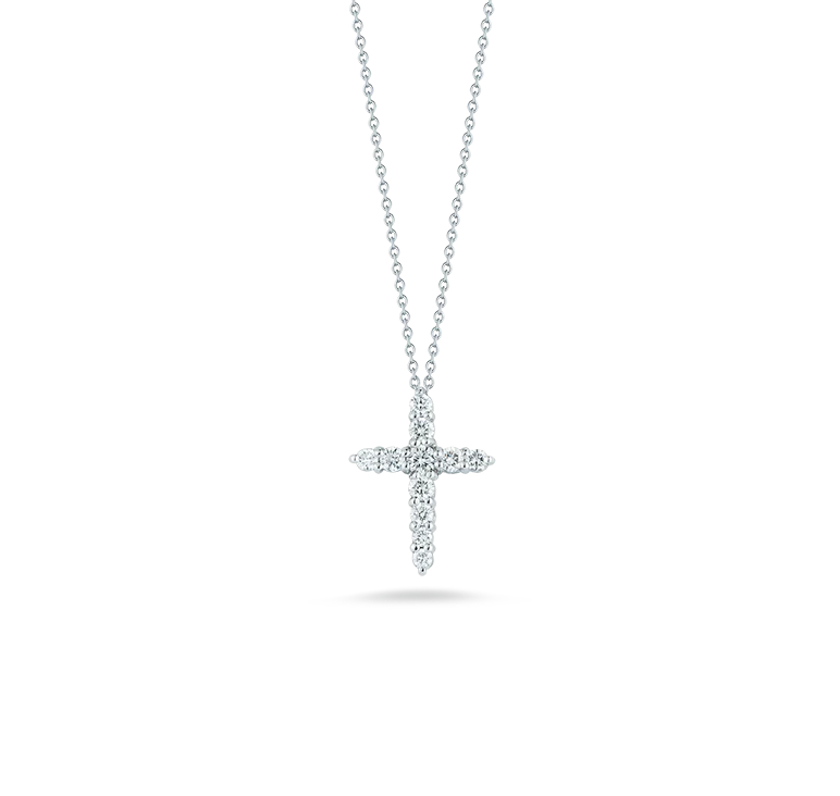 Roberto Coin Tiny Treasures White Gold Diamond Cross Necklace