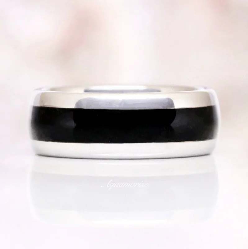 Black Onyx Wedding Band- 8MM Tungsten