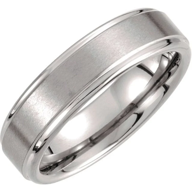 Tungsten 6 mm Satin and Polished Edge Band Size 9