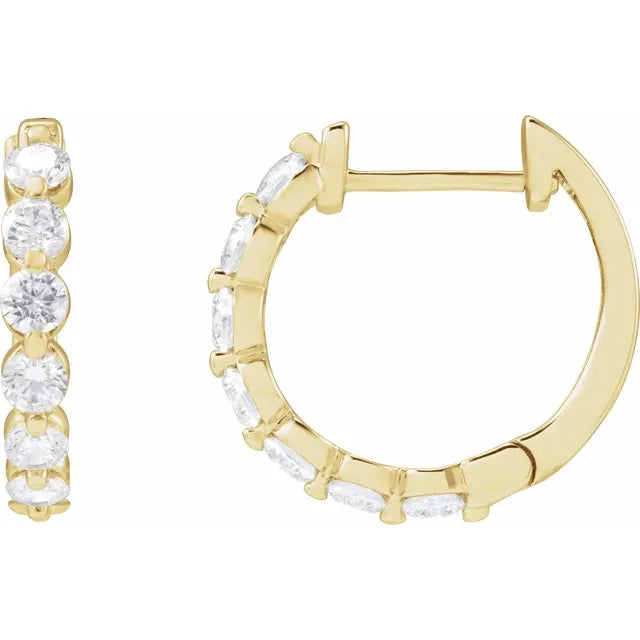 14K Yellow 1 CTW Lab-Grown Diamond Hoop Earrings