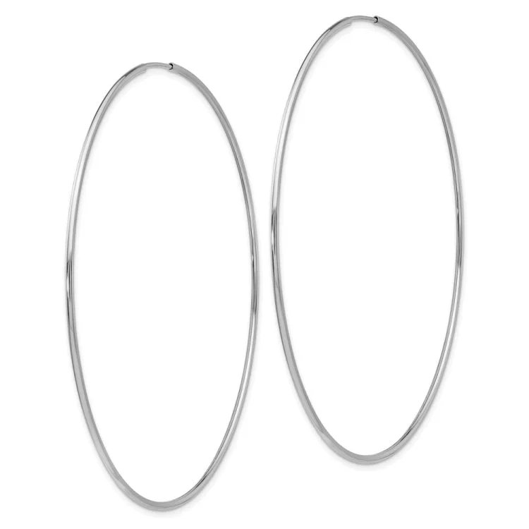 14k White Gold Polished Endless Tube Hoop Earrings