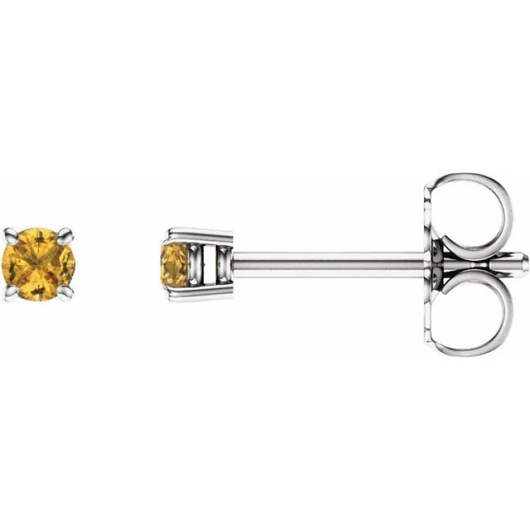 14K White 2.5 mm Natural Yellow Sapphire Stud Earrings with Friction Post