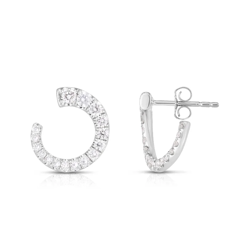 Sabel 14K White Gold Swirl Round Diamond Earrings