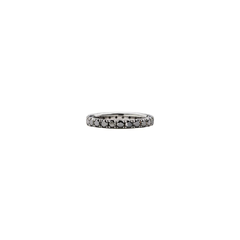 18 KARAT WHITE GOLD BLACK RHODIUM BAND WITH BLACK DIAMONDS