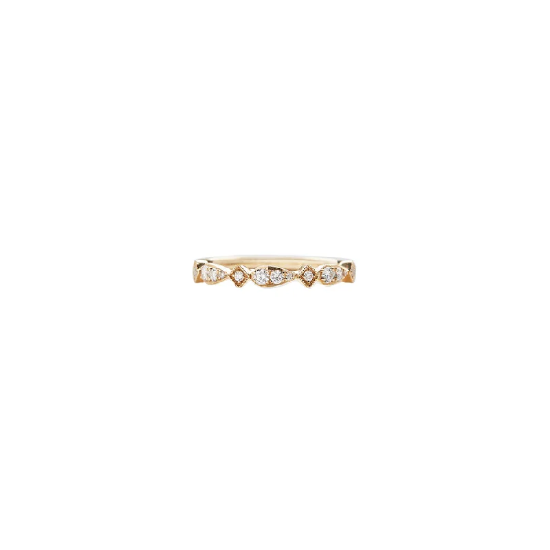 18 Karat Yellow Gold Multi Shape Milgrain Diamond