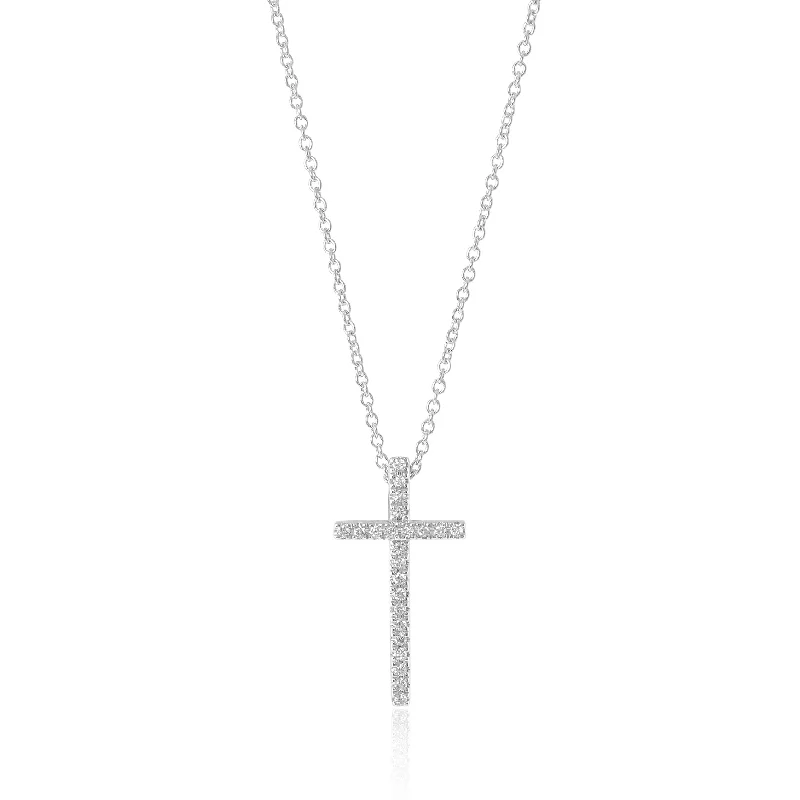 Diamond & White Gold Cross Pendant Necklace