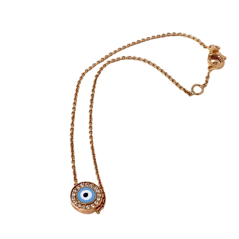 Aaron Basha 18K Rose Gold Evil Eye Pendant Bracelet