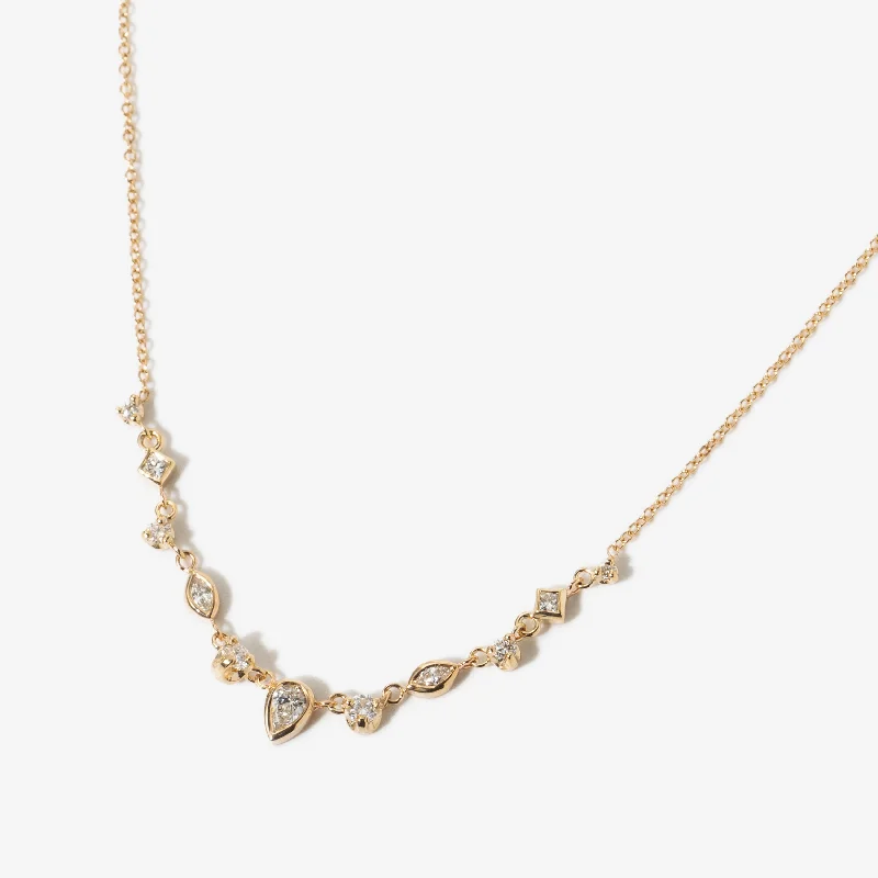 Eleven Linked Mixed Fancy Cut Diamond Necklace