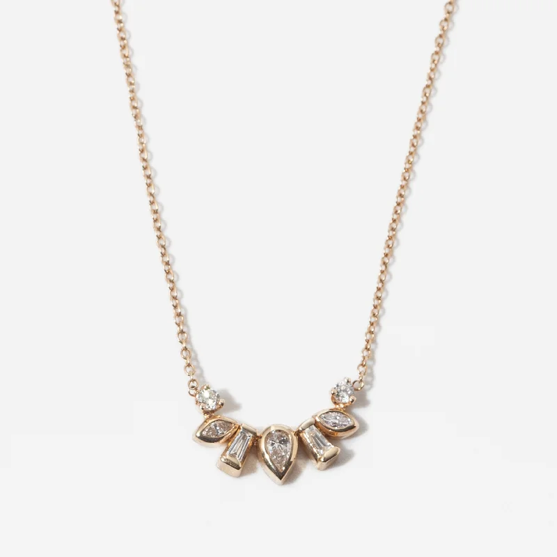 Mixed Diamond Bezel Curve Necklace