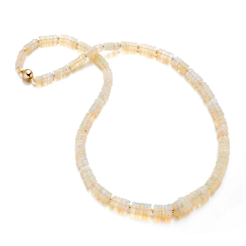 4-6mm Faceted Opal Disc Necklace