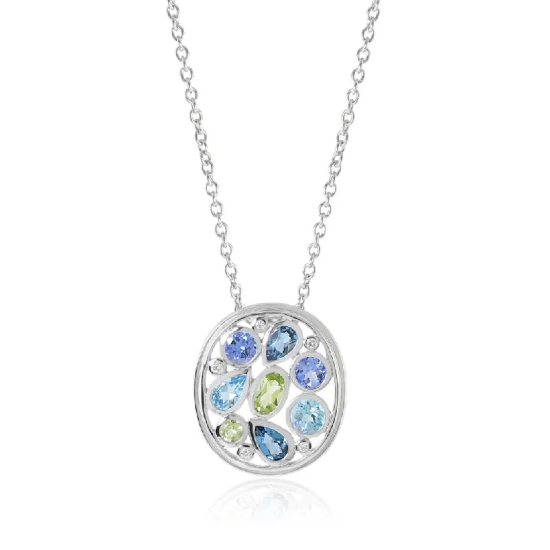 Multi-Gemstone Open Pendant Necklace