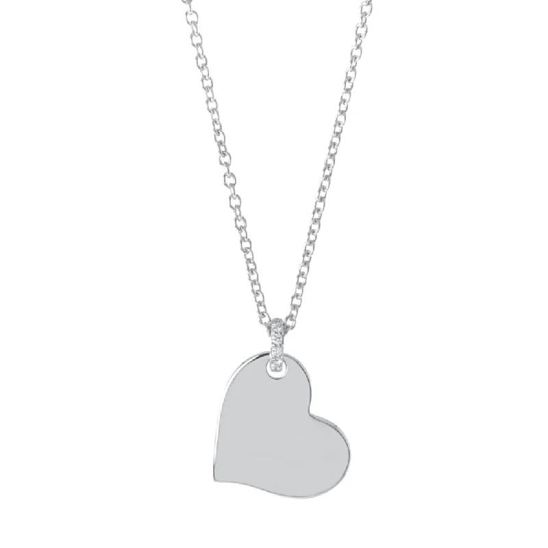 Diamond & Silver Heart Pendant Necklace